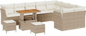 vidaXL Kerti Kanapé Szett 12 pcs Bézs polirattan