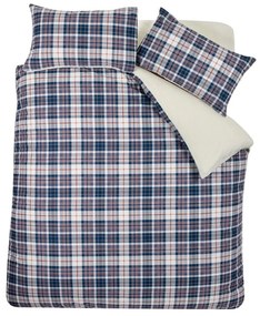 Kék-bézs kétszemélyes-hosszabbított sherpa ágyneműhuzat 230x220 cm Cosy Sherpa Check – Catherine Lansfield