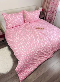 Pamut lepedők Dots rózsaszín TiaHome - Detský set 130x90cm + 65x45cm
