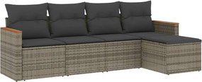 vidaXL 5 részes szürke polyrattan kerti ülőgarnitúra párnákkal