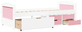 Napozóágy 5 fiókkal matrac nélkül IRUN Fehér&amp;Rózsaszín 90x200cm