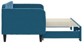 kék kihúzható bársony heverő 80 x 200 cm
