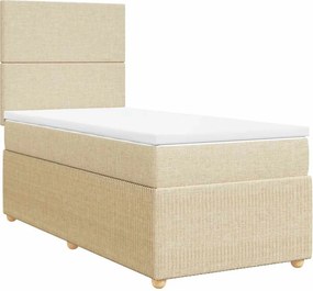 vidaXL krémszínű szövet rugós ágy matraccal 100 x 200 cm