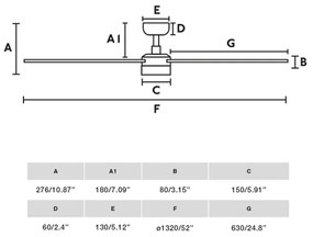 FARO 34356-1TW - LED Dimmelhető mennyezeti ventilátor RUDDER L LED/20W/230V fekete átm. 132 cm + távirányító