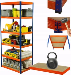 Tárolószekrény fém állvány Helios 213x120x30cm 6Px175kg Tömör