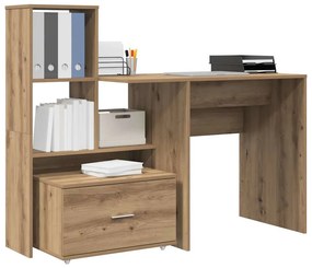 Asztal fiókkal kézműves tölgy 131.5 x 50 x 106.5 cm Faanyag
