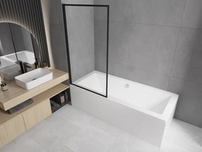 Mexen ALEX, kádparaván, 1 lapos FIX, 70x140 cm, mintás fekete keret, 893-070-000-70-70