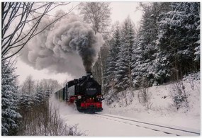 Fotótapéták 200x135 Mozdony téli tájkép