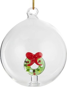 HANG ON  üveg karácsonyfadísz Ø 9cm ,koszorú