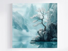 Poszter Keleti Cseresznye Hegyek Türkiz Japán Zen 80x80