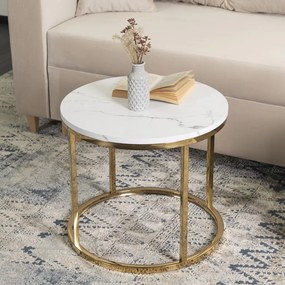 Dohányzóasztal Fehér márvány/Aranya Színben. CLIFF