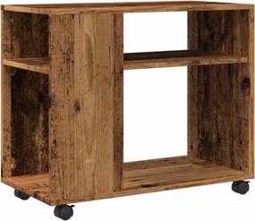 vidaXL antik fa színű szerelt fa kisasztal kerekekkel 70 x 35 x 60 cm