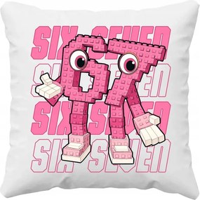 Six seven 67 Brainrot rózsaszín változat Nyomtatott Párna Lányoknak