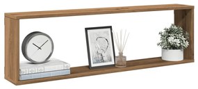4 db kézműves tölgyszínű szerelt fa fali kockapolc 100x15x30 cm