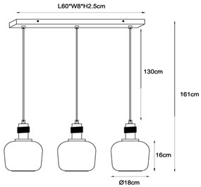 Lucide 45408/03/62 - Csillár zsinóron ILONA 3xE27/40W/230V fekete/bézs