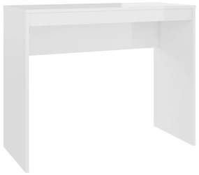 magasfényű fehér szerelt fa íróasztal 90 x 40 x 72 cm
