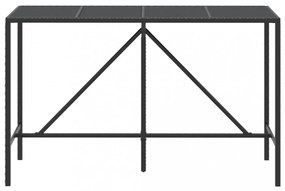 fekete polyrattan üveglapos bárasztal 180 x 70 x 110 cm
