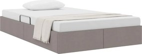 vidaXL Tárolós Ágy fejtámlával tárolóval Tópszínű 120 x 200 cm szövet