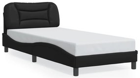 fekete műbőr ágykeret LED-világítással 80 x 200 cm