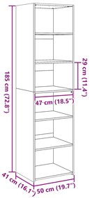 betonszürke színű szerelt fa magasszekrény 50 x 41 x 185
