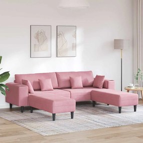 Bársony Kanapé párnával 3 pcs Rózsaszín 208 cm Bársony