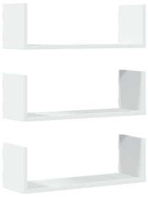 3 db fehér szerelt fa fali polc 58 x 18 x 18 cm