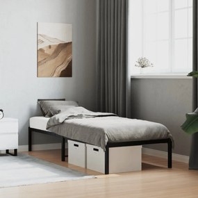 fekete fém ágykeret 75 x 190 cm