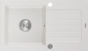 Mexen Pablo - gránit mosogató 75,2x43,6 cm, 1 kamrás, fehér, 6510751010-20