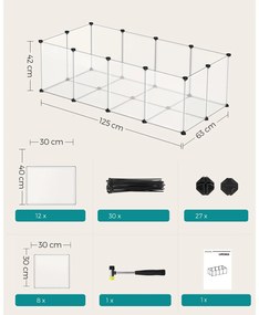 SongmicsHome BEN átlátszó műanyagból készült kisállat ketrec, 125x63x42 cm, átlátszó