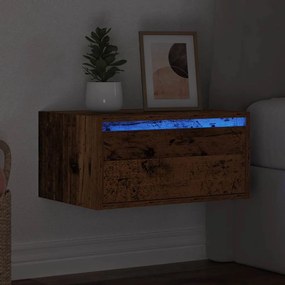 Régi fa falra szerelhető éjjeliszekrény LED-világítással