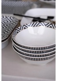 26 részes étkészlet, fehér/fekete, porcelán