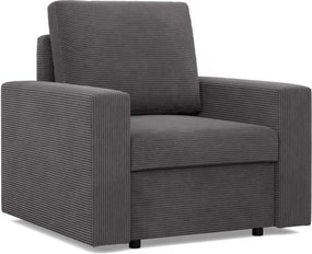 Zeus fotel, egyenes kartámasz, kordbársony, hab töltet, szürke