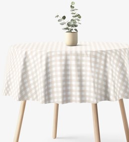 Goldea kör alakú pamut terítő - latté kockás Ø 140 cm
