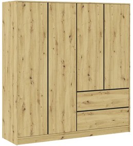 BASIT Gardrób Szekrény Tölgy Színben 195 cm