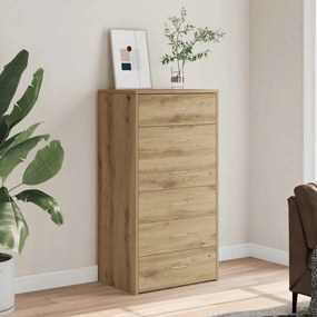 tálalószekrény 6 fiókkal Kézműves tölgy 50x34x96 cm műszaki fa