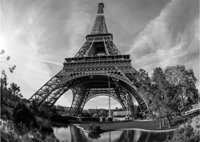 Kép - Eiffel-torony, fekete-fehér (70x50 cm)