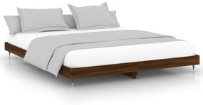 barna tölgy színű szerelt fa ágykeret matrac nélkül 200x200 cm