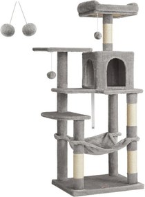 Macska kaparófa, többszintes macskatorony, világosszürke 55x45x143cm