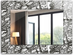 Fali tükör edzett üveg kerettel 80x60 cm Fekete-fehér minták