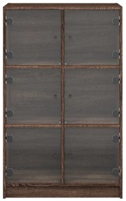 barna tölgyszínű szerelt fa magasszekrény ajtókkal 68x37x109 cm