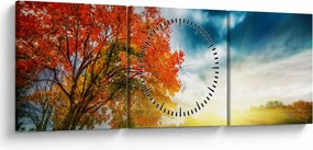 Napsütésben fürdő táj képe (órával) (90x30 cm)