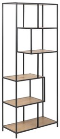 SARON könyvespolc, tölgy/fekete színben