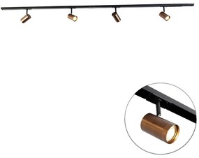 Modern 1 fázisú sínrendszer 4 spotlámpával sötét bronzban - Jeana
