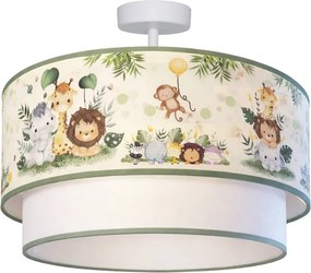 Brilagi-LED Gyerek felületre szerelhető mennyezeti csillár BOBO 1x E27/60W/230V, Ø40 cm, krém/zöld/dzsungel
