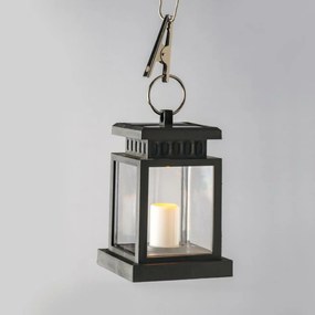 Aca Lighting fekete napelemes műanyag lámpa fehér gyertya 1 Ww Led elemmel