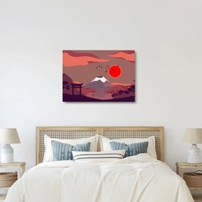 Kép - A Fuji-hegy illusztrációi (üvegen) (70x50 cm)