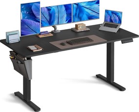 Elektromos állítható magasságú íróasztal, 160×70 cm, 4 memóriapozícióval, fekete