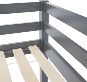 Emeletes ágy, 90x200, tömör fa, szürke, INEZA