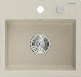 Mexen Milo 1-medencés gránit mosogató 435 x 410 mm, bézs, króm szifonnal - 6505441000-69