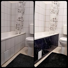 Fekete márványmintás öntapadós falpanel 30x60cm
